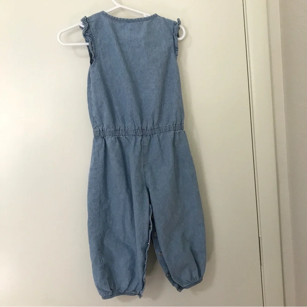 3/$15 Carter’s toddler boho blue and white floral embroidered jumpsuit